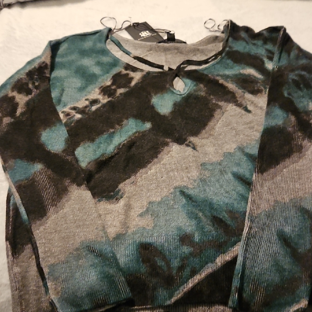 Rock & Republic Teal and Black Sweater